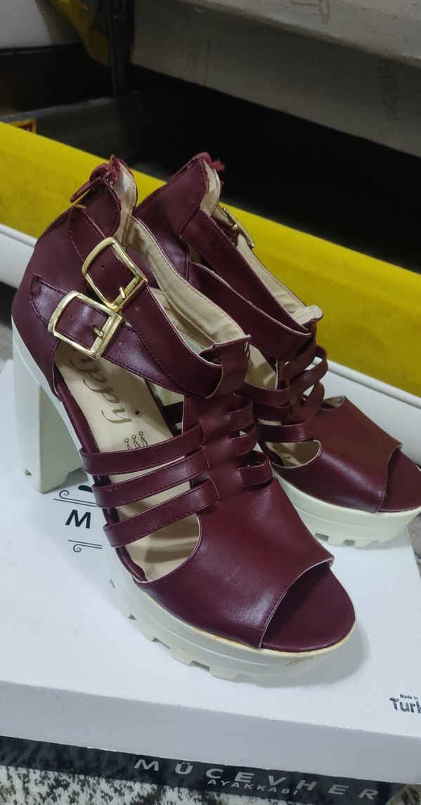 Burgundy Platform Topuklu Kadın Ayakkabı - Görsel 2
