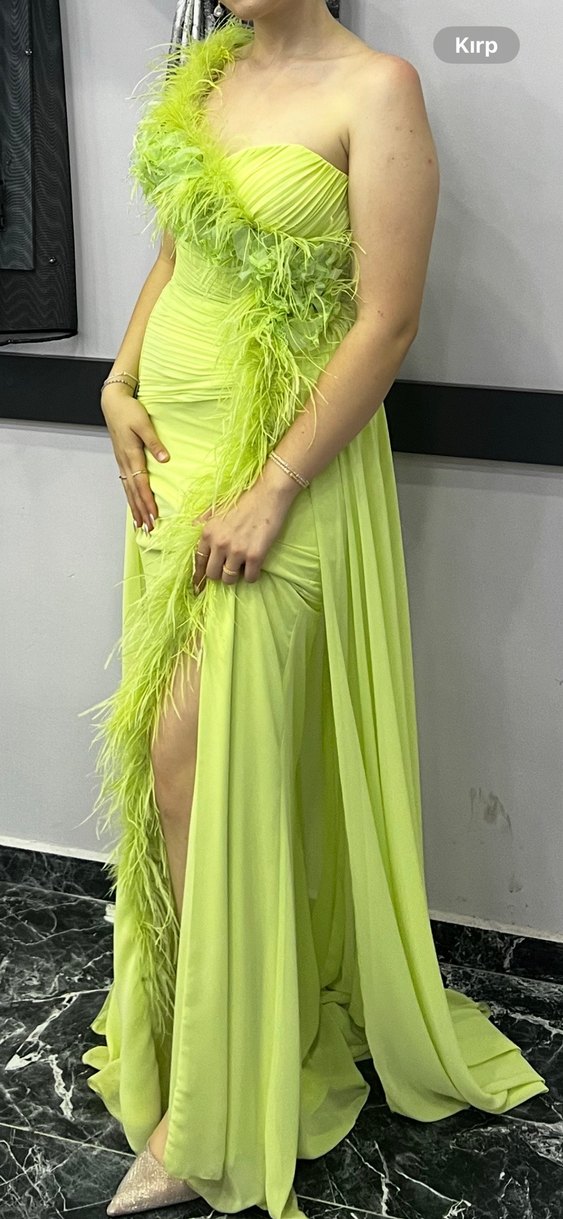 Yeşil Drapeli Uzun Abiye Elbise - Görsel 2