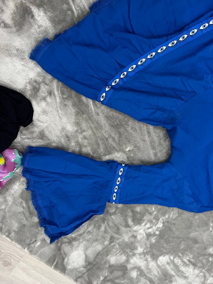 Mavi Nakışlı Kadın plaj elbisesi - Görsel 3