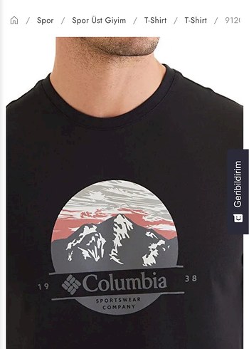 Columbia Siyah Bisiklet Yaka Tisort