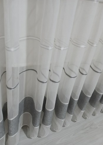 Gri Çizgili Beyaz Modern Perde - Görsel 4