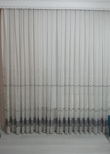 Gri Çizgili Beyaz Modern Perde - Görsel 2