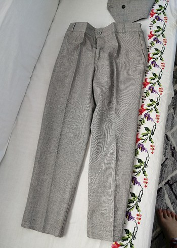xl Beden Gri Düğmeli Modern Klasik Çocuk Takım Elbise