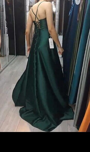 Mango haki yeşil abiye elbise