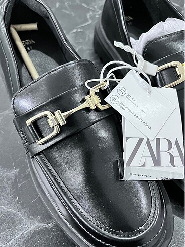 Zara Loafer Tokallı Siyah Ayakkabı 37 Numara Orjinal