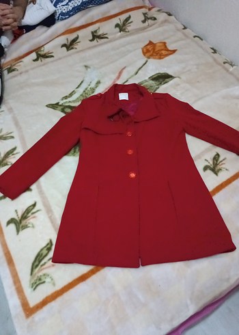 Bordo Düğmeli Midi Kaban