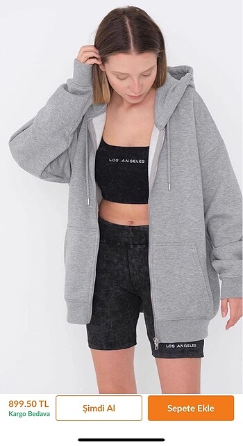 ADDAX gri fermuarlı sweatshirt