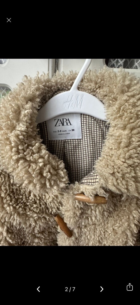 Zara kız Çocuk Bej Kürklü Streetwear Mont - Görsel 2