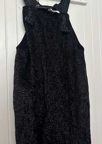 Kız Çocuk Siyah Bol Kesim Askılı Tulum - Görsel 3