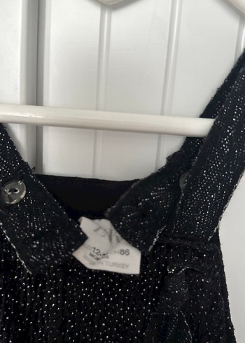 Kız Çocuk Siyah Bol Kesim Askılı Tulum - Görsel 2