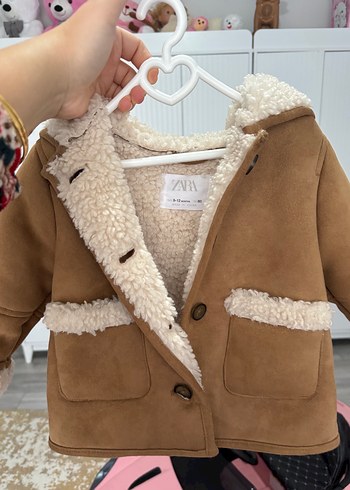 Kız Çocuk Kahverengi Kürklü Ceket - Görsel 3