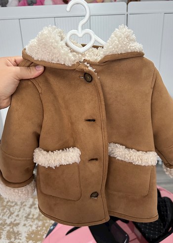 Kız Çocuk Kahverengi Kürklü Ceket - Görsel 2