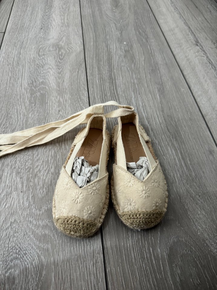 Beyaz Nakışlı Keten Dolgu Topuk Espadril - Görsel 3