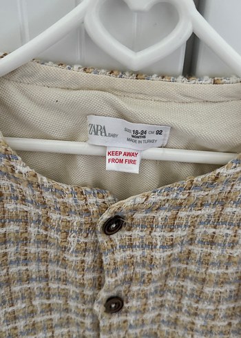 Kız Çocuk Bej Düğmeli Tüvit Ceket - Görsel 2