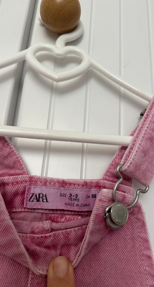 Kız Çocuk Pembe Kot Salopet - Görsel 3