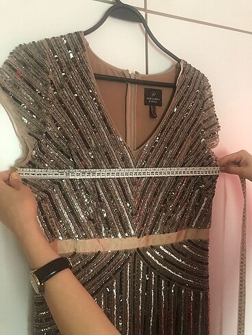 44 Beden Nude, pullu şık abiye