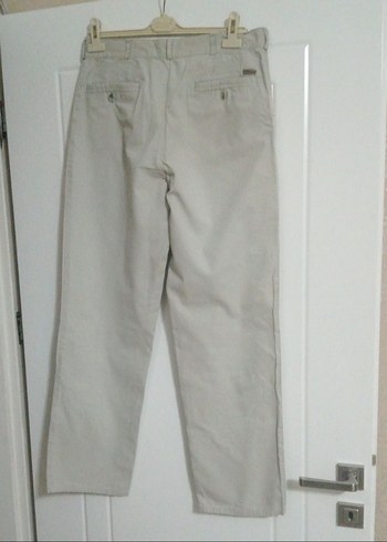 Bej Keten Erkek Pantolon Pilili - Görsel 3