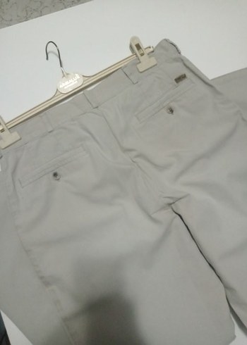 Bej Keten Erkek Pantolon Pilili - Görsel 5