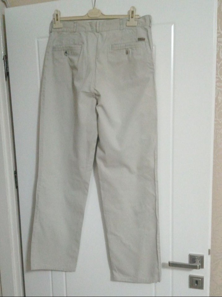 Bej Keten Erkek Pantolon Pilili - Görsel 3