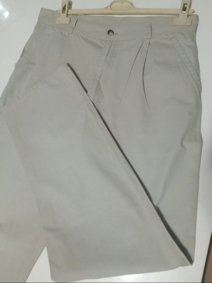 Bej Keten Erkek Pantolon Pilili - Görsel 4