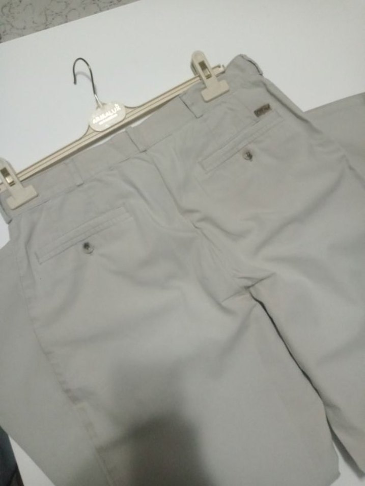 Bej Keten Erkek Pantolon Pilili - Görsel 5