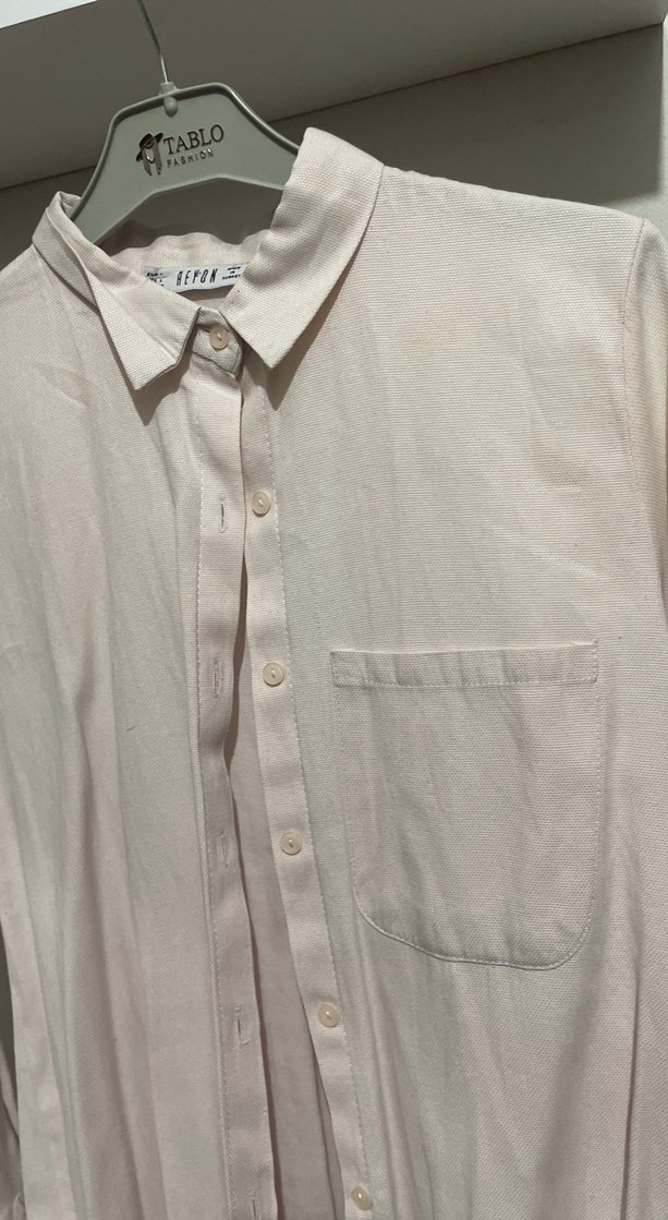 Düğmeli Keten Kadın Gömlek
Pudra - Görsel 2