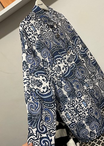 Mavi Bohem Uzun Kollu Desenli Gömlek - Görsel 3