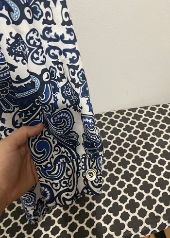 Mavi Bohem Uzun Kollu Desenli Gömlek - Görsel 4