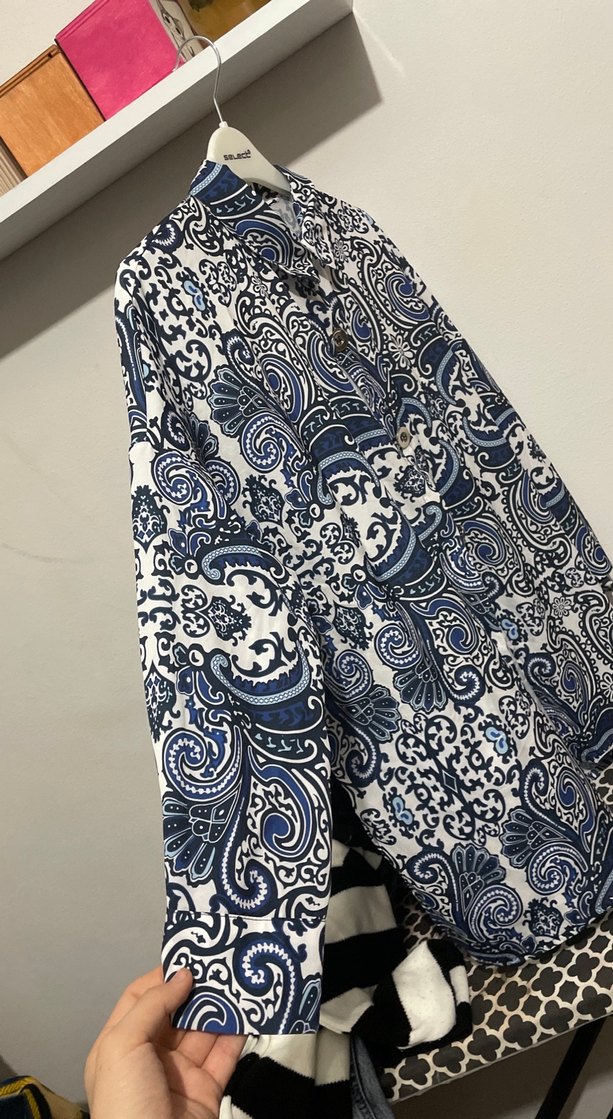 Mavi Bohem Uzun Kollu Desenli Gömlek - Görsel 3