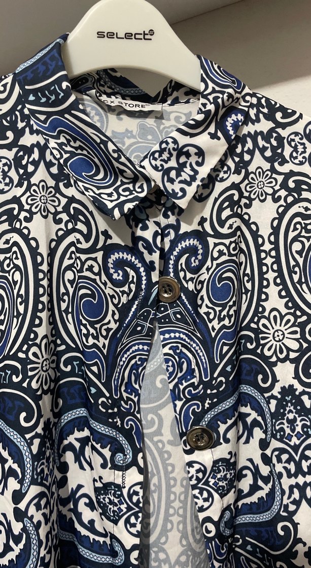 Mavi Bohem Uzun Kollu Desenli Gömlek - Görsel 2