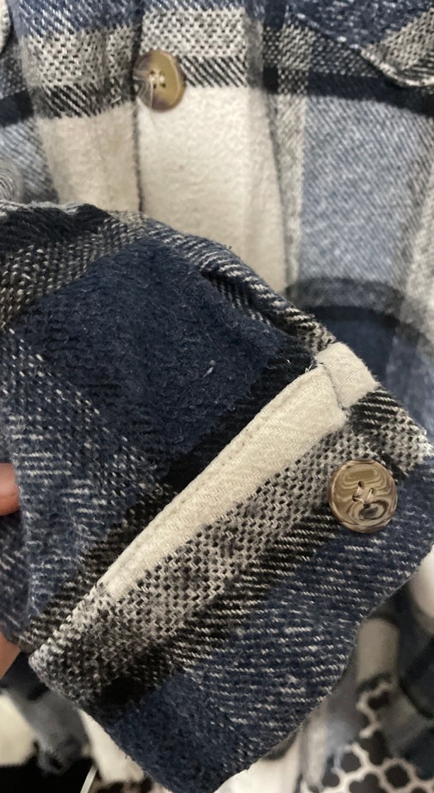 Gri Ekose Düğmeli Uzun Kollu Kadın Gömlek ödüncü gömleği - Görsel 3