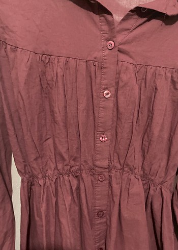 Bordo Uzun Kollu Keten Gömlek - Görsel 2