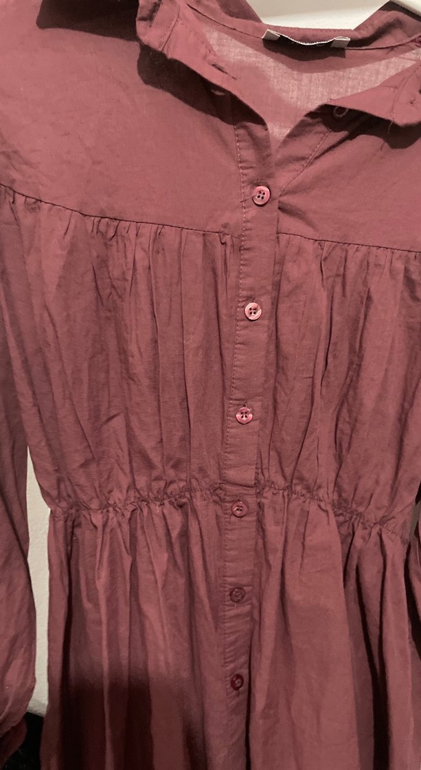 Bordo Uzun Kollu Keten Gömlek - Görsel 2