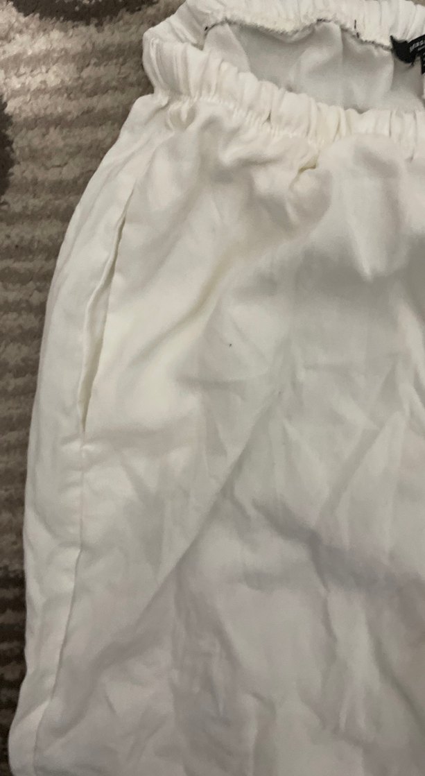 Beyaz Keten Salaş Midi Kadın Pantolon - Görsel 3