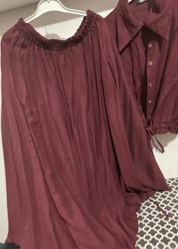 Bordo Keten Bohem Mini Bluz etek takımı - Görsel 2