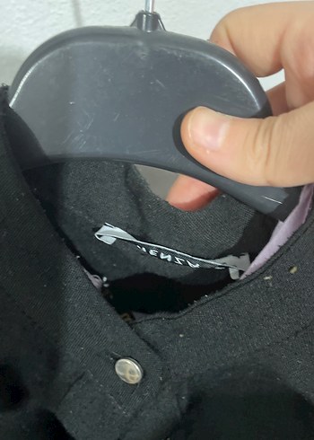 Düğmeli Siyah Midi Hamile Ceketi - Görsel 2