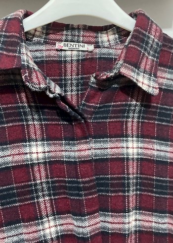 Bordo Ekose Gömlek - Rahat Kesim, Düğmeli - Görsel 2