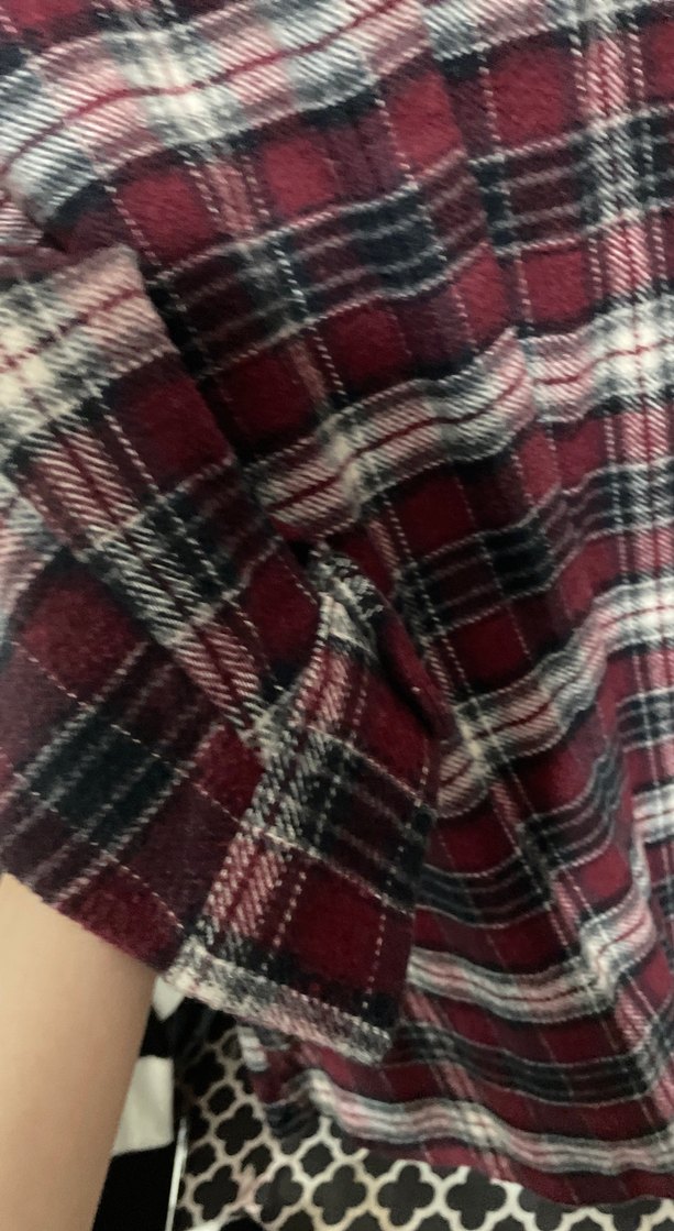 Bordo Ekose Gömlek - Rahat Kesim, Düğmeli - Görsel 3