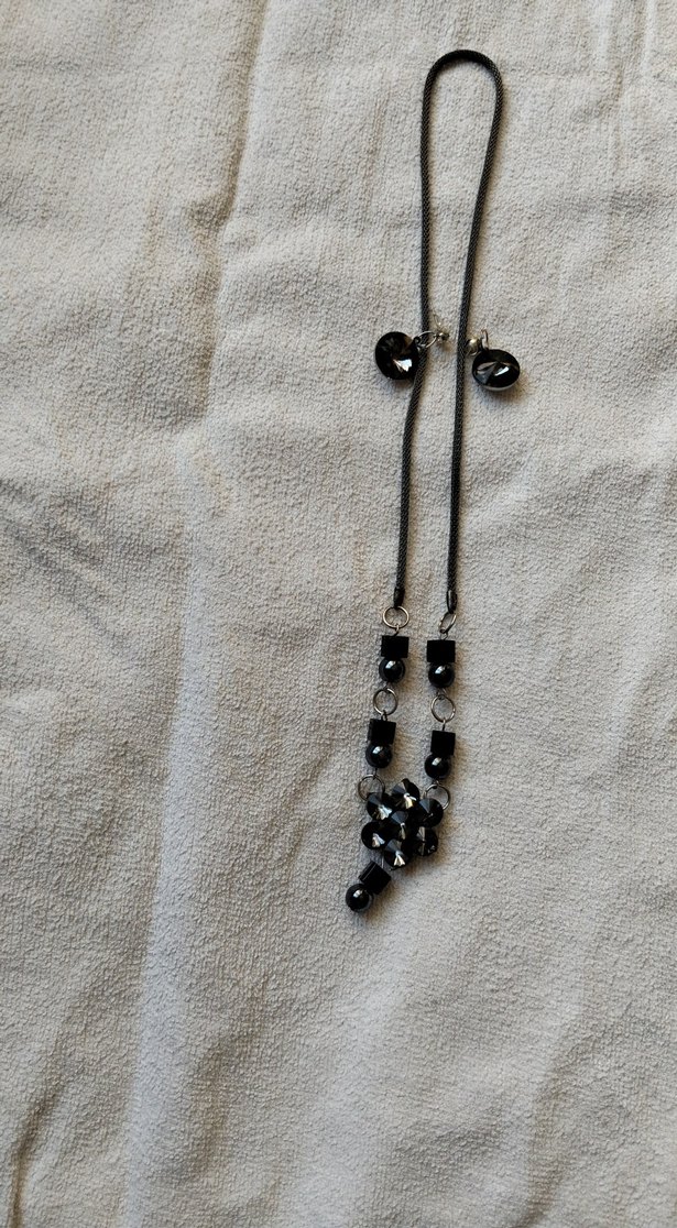 Uzun Siyah Yılan Desenli Gotik Kolye küpe takim - Görsel 3