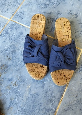 Kadın Mavi Dolgu Topuklu Espadril Terlik - Görsel 2