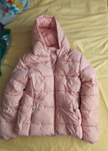 Kız Çocuk Pembe Kapüşonlu Mont - Görsel 2