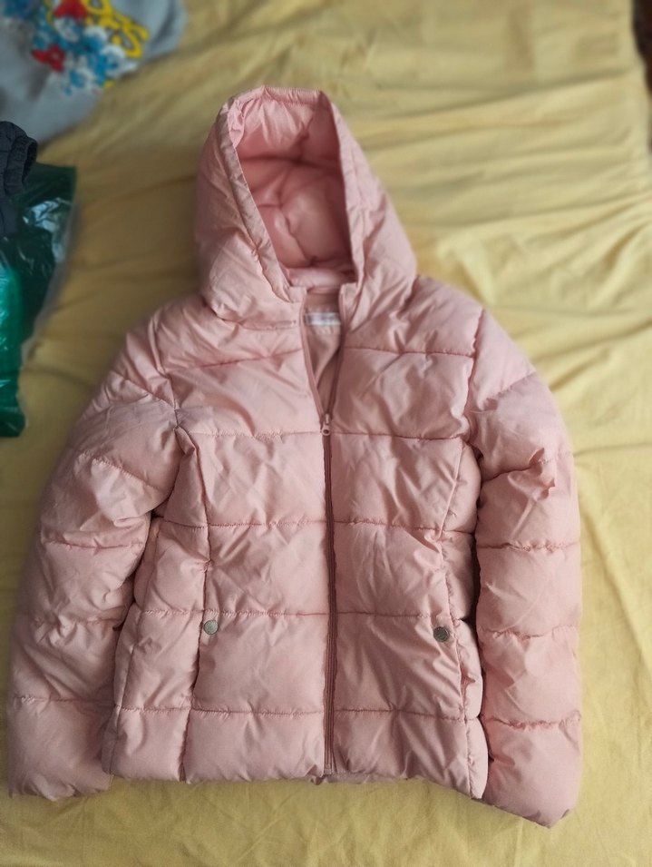 Kız Çocuk Pembe Kapüşonlu Mont - Görsel 2