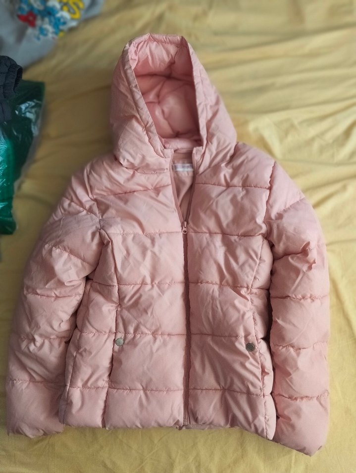 Kız Çocuk Pembe Kapüşonlu Mont - Görsel 4