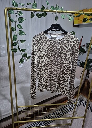 l Beden camel Renk H&M leopar desenli bluz