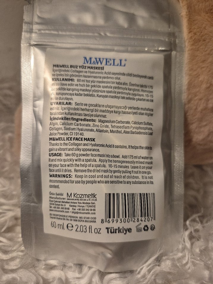 M&WELL Soğutucu Kollajen Toz Yüz Maskesi - Görsel 3