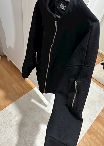 Siyah Fermuarlı Kadın Midi Ceket - Görsel 4