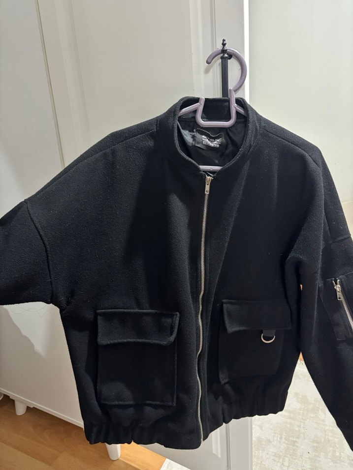 Siyah Fermuarlı Kadın Midi Ceket - Görsel 2