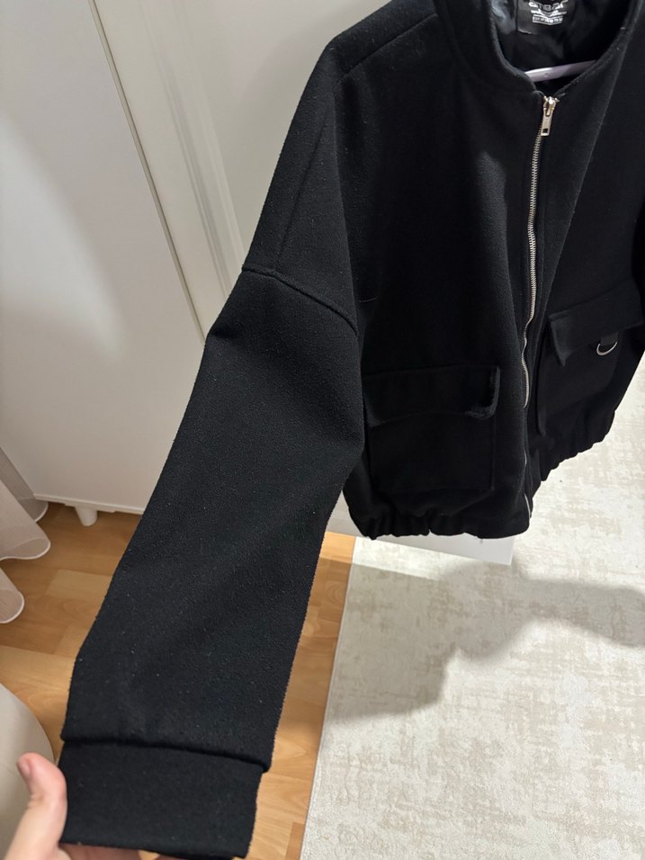 Siyah Fermuarlı Kadın Midi Ceket - Görsel 5