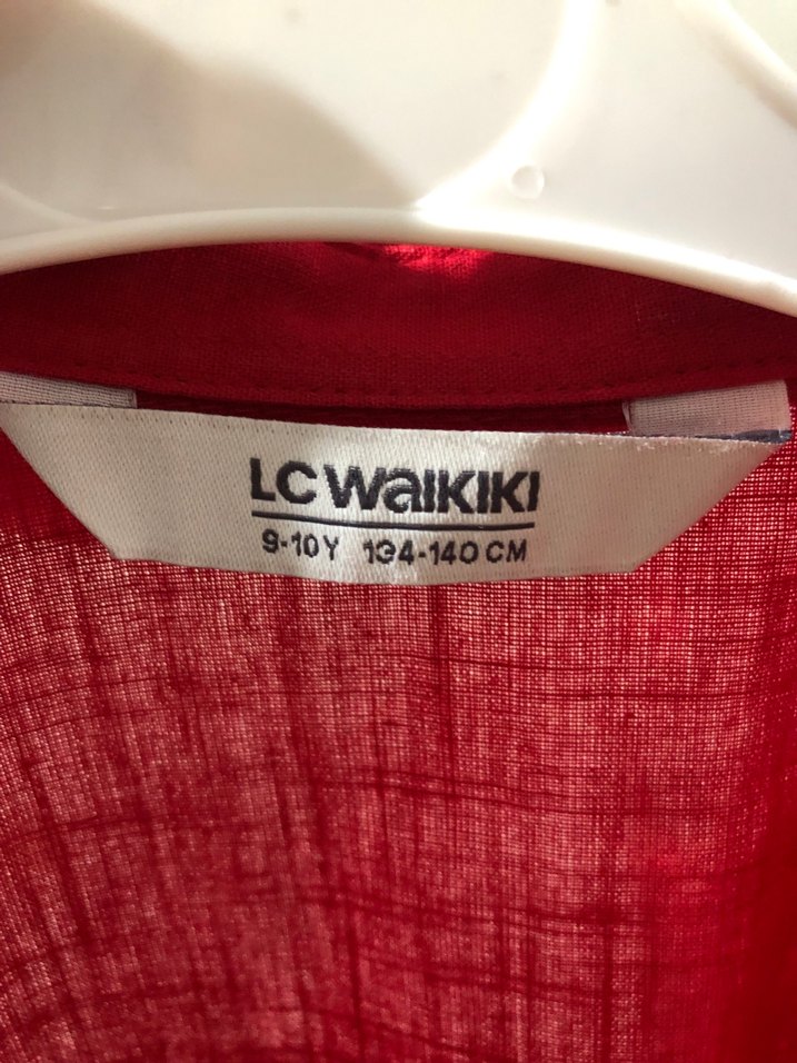 Kırmızı kısa kollu rahat keten gömlek - Görsel 3