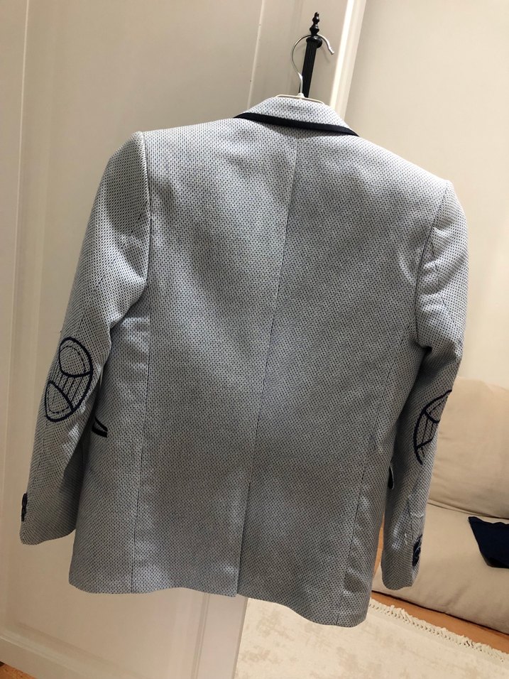 Açık mavi Erkek Takım Elbise Ceket, Düğmeli, Ofis Stili - Görsel 2